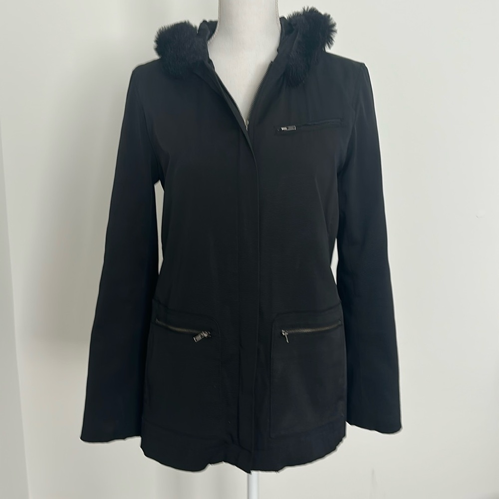 Cute Black Winter Coat with Zip Pockets
